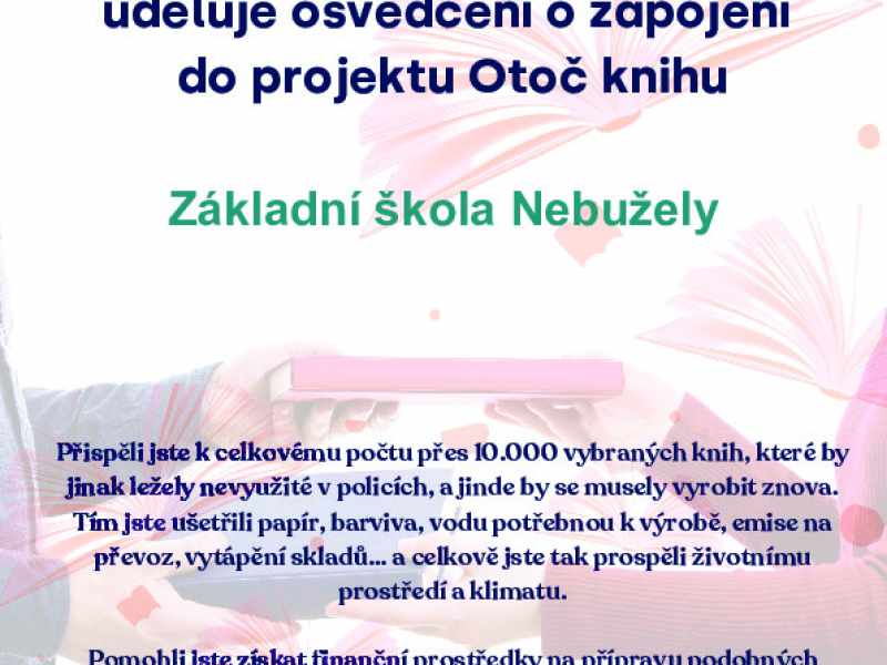 certifikát otoč knihu