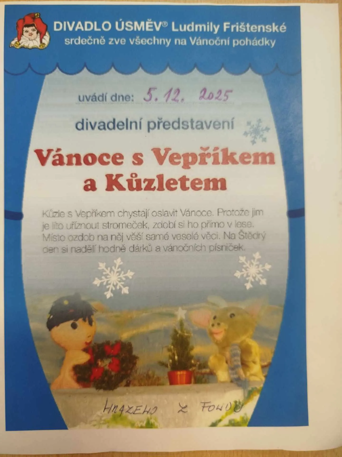 Divadelní představení "Vánoce s Vepříkem a Kůzletem"